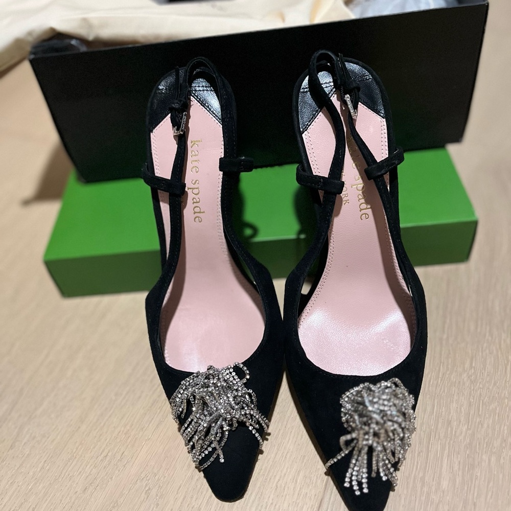 Kate Spade Black Heels with Silver Embellishments